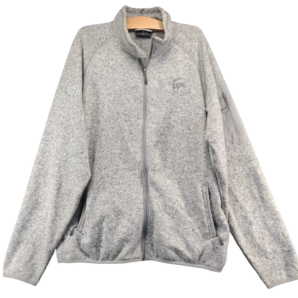 Fossa Mens Full Zip UPS Fleece Jacket Gray Size 2XL Embroidered Logo Uniform
